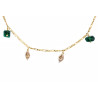 Gold plated Figaro Necklace with Green Agate