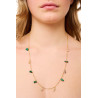 Gold plated Figaro Necklace with Green Agate