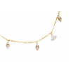 Gold plated Figaro Necklace with White Keshi Pearls