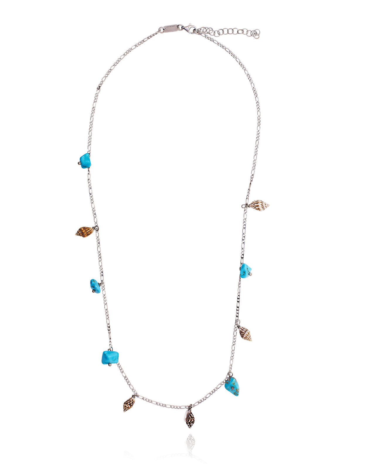 Silver Figaro Necklace with Turquoise