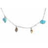 Silver Figaro Necklace with Turquoise