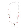 Silver Figaro Necklace with Coral