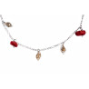 Silver Figaro Necklace with Coral