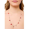 Silver Figaro Necklace with Coral