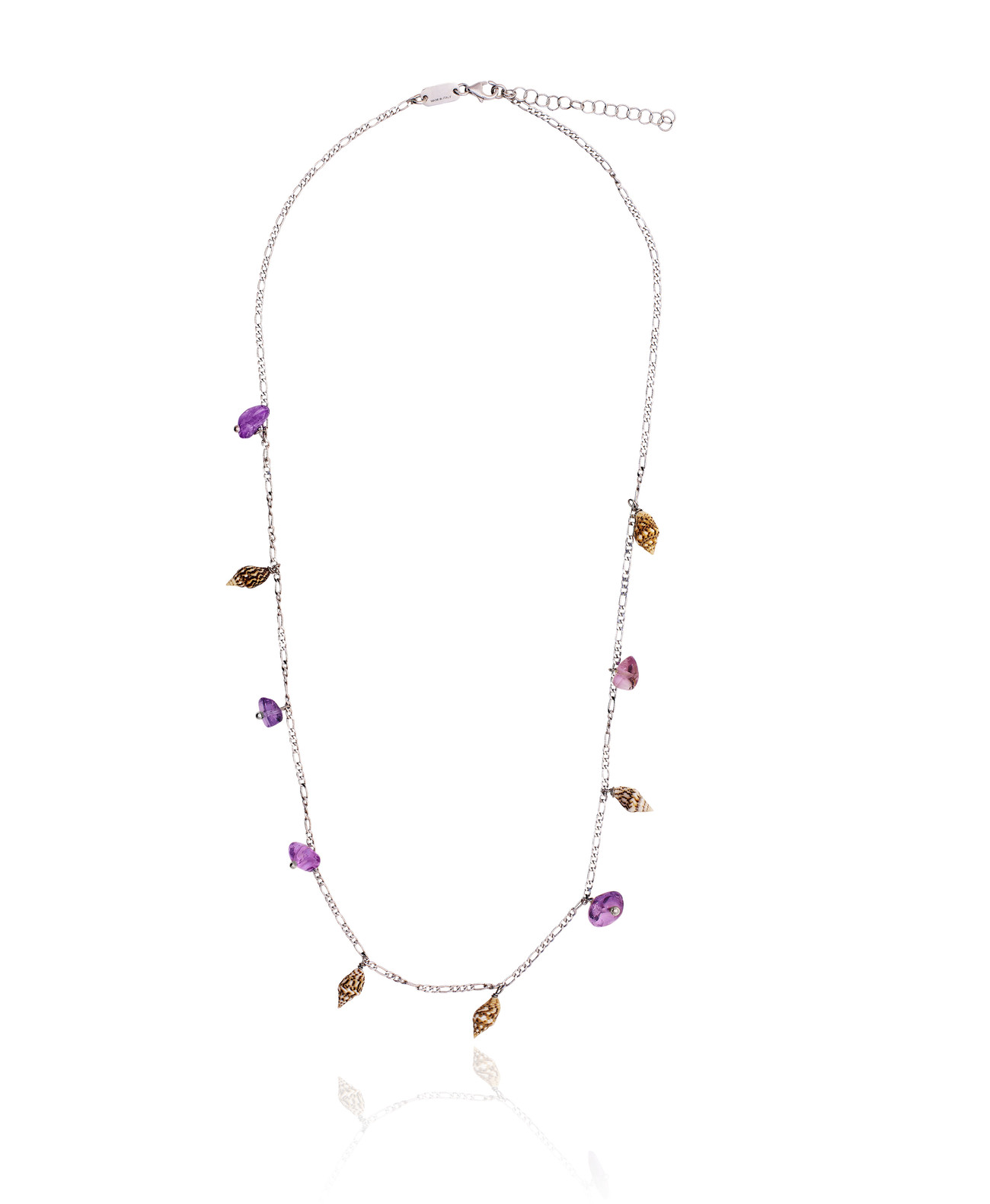 Silver Figaro Necklace with Ametrine