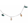 Silver Figaro Necklace with Green Agate