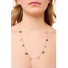 Silver Figaro Necklace with Green Agate