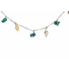 Silver Figaro Necklace with Malachite