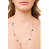 Silver Figaro Necklace with Malachite