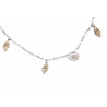 Silver Figaro Necklace with White Keshi Pearls