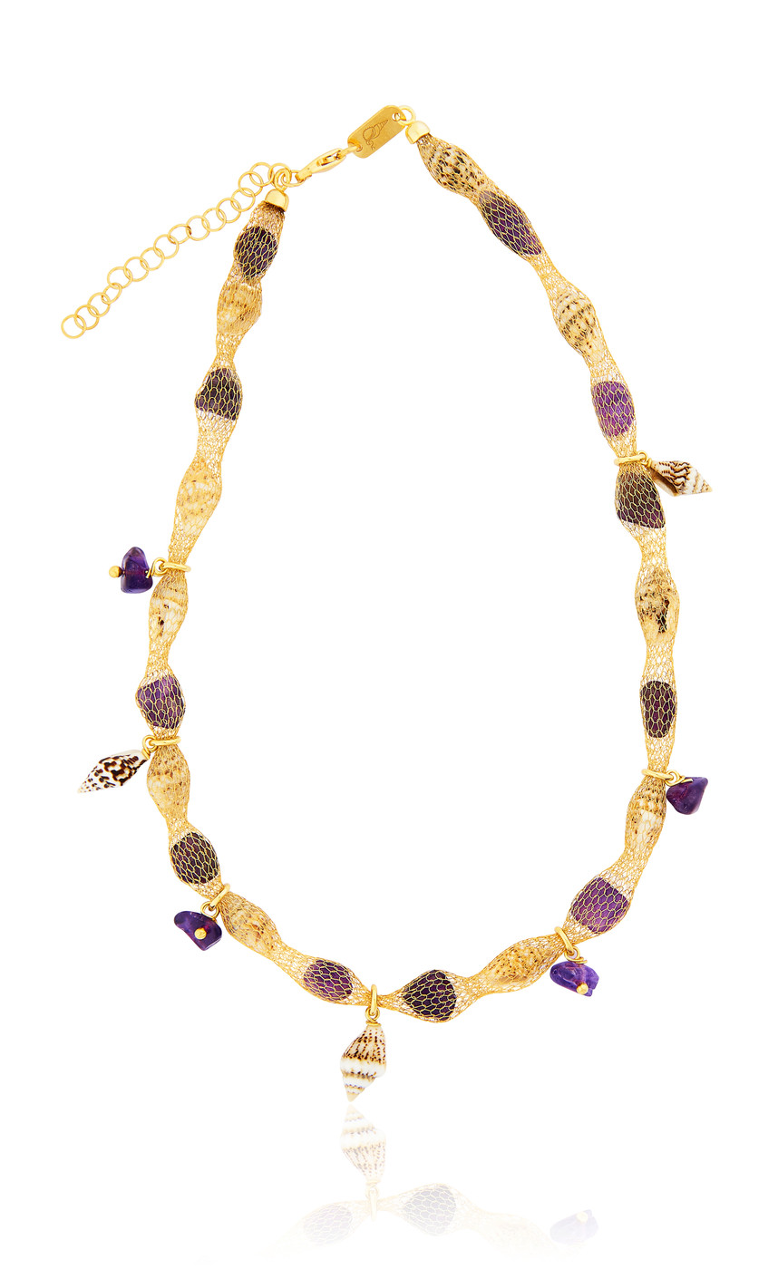 Gold plated Tessuto Necklace with Amethyst