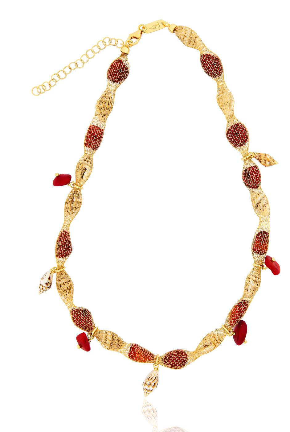 Gold plated Tessuto Necklace with Coral