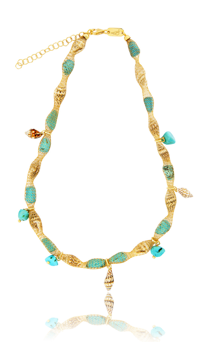 Gold plated Tessuto Necklace with Turquoise