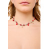 Silver Tessuto Necklace with Coral