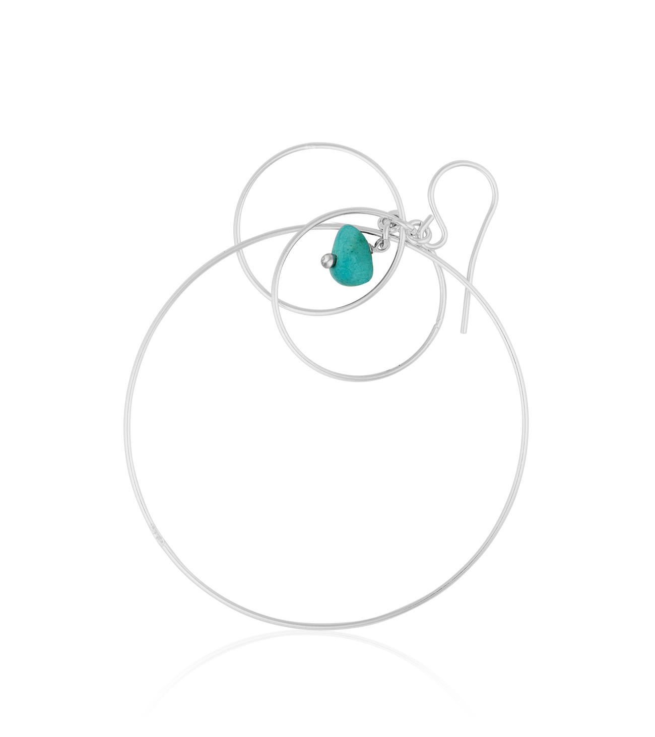 Silver Triple Hoop Earring with Turquoise