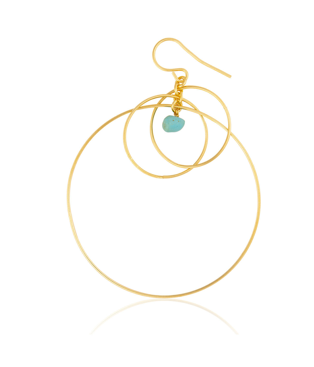 Gold plated Triple Hoop Earring with Turquoise