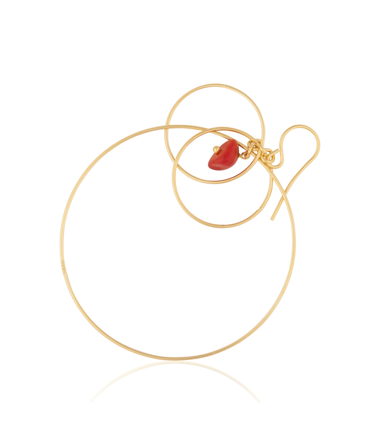 Gold plated Triple Hoop Earring with Coral