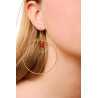 Gold plated Triple Hoop Earring with Coral