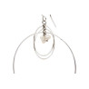 Silver Triple Hoop Earring with White Keshi Pearl