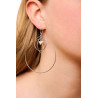 Silver Triple Hoop Earring with White Keshi Pearl