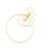 Gold plated Triple Hoop Earring with White Keshi Pearl