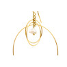 Gold plated Triple Hoop Earring with White Keshi Pearl