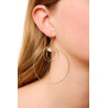 Gold plated Triple Hoop Earring with White Keshi Pearl