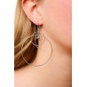 Silver Triple Hoop Earring with Black Keshi Pearl