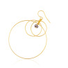 Gold plated Triple Hoop Earring with Black Keshi Pearl