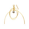 Gold plated Triple Hoop Earring with Black Keshi Pearl