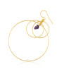 Gold plated Triple Hoop Earring with Amethyst