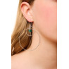 Silver Triple Hoop Earring with Green Agate