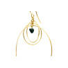 Gold plated Triple Hoop Earring with Green Agate