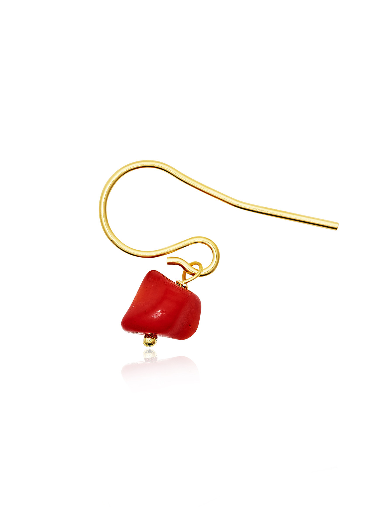 Gold plated Hook Earring with Coral