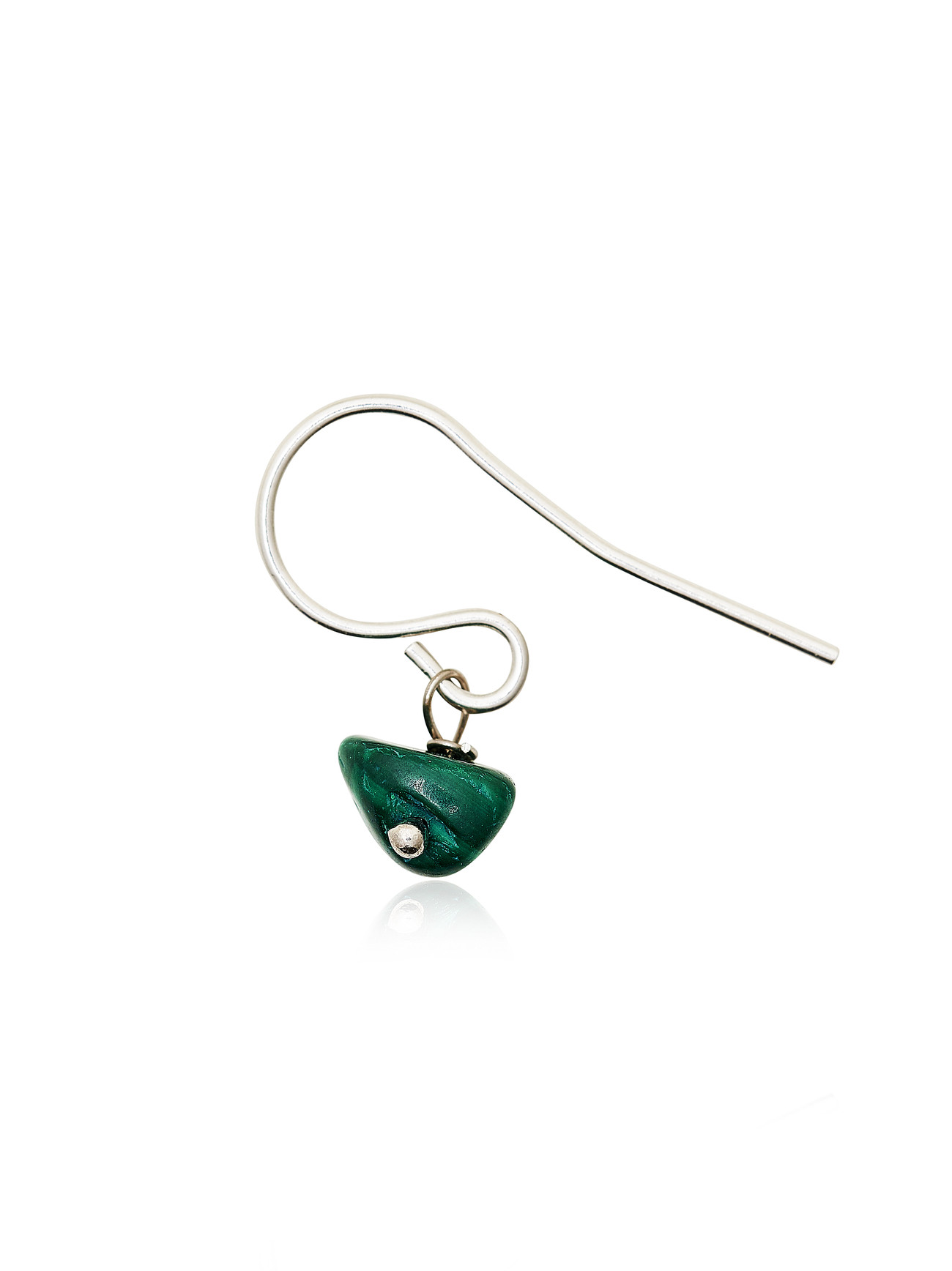 Silver Hook Earring with Malachite