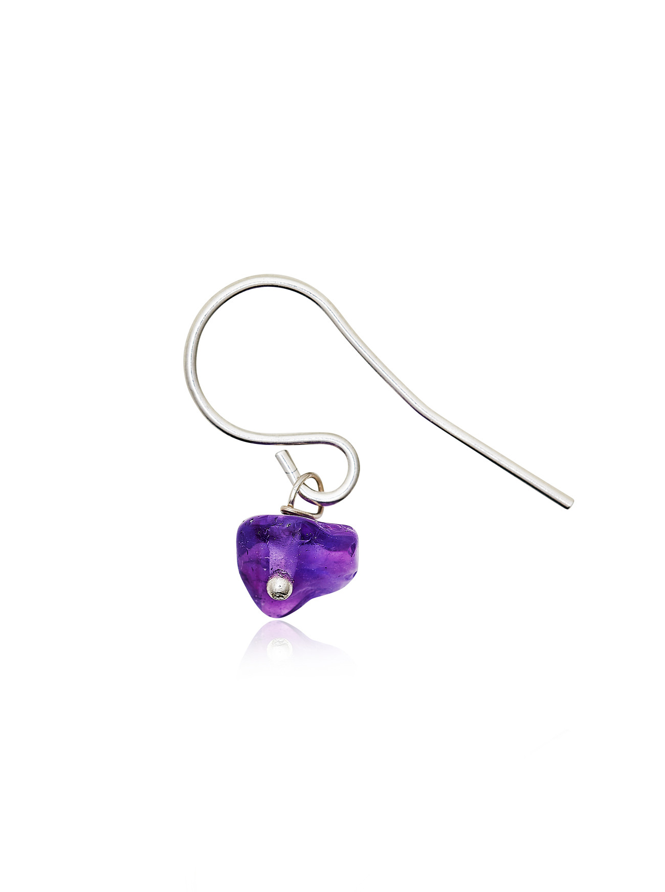 Silver Hook Earring with Amethyst