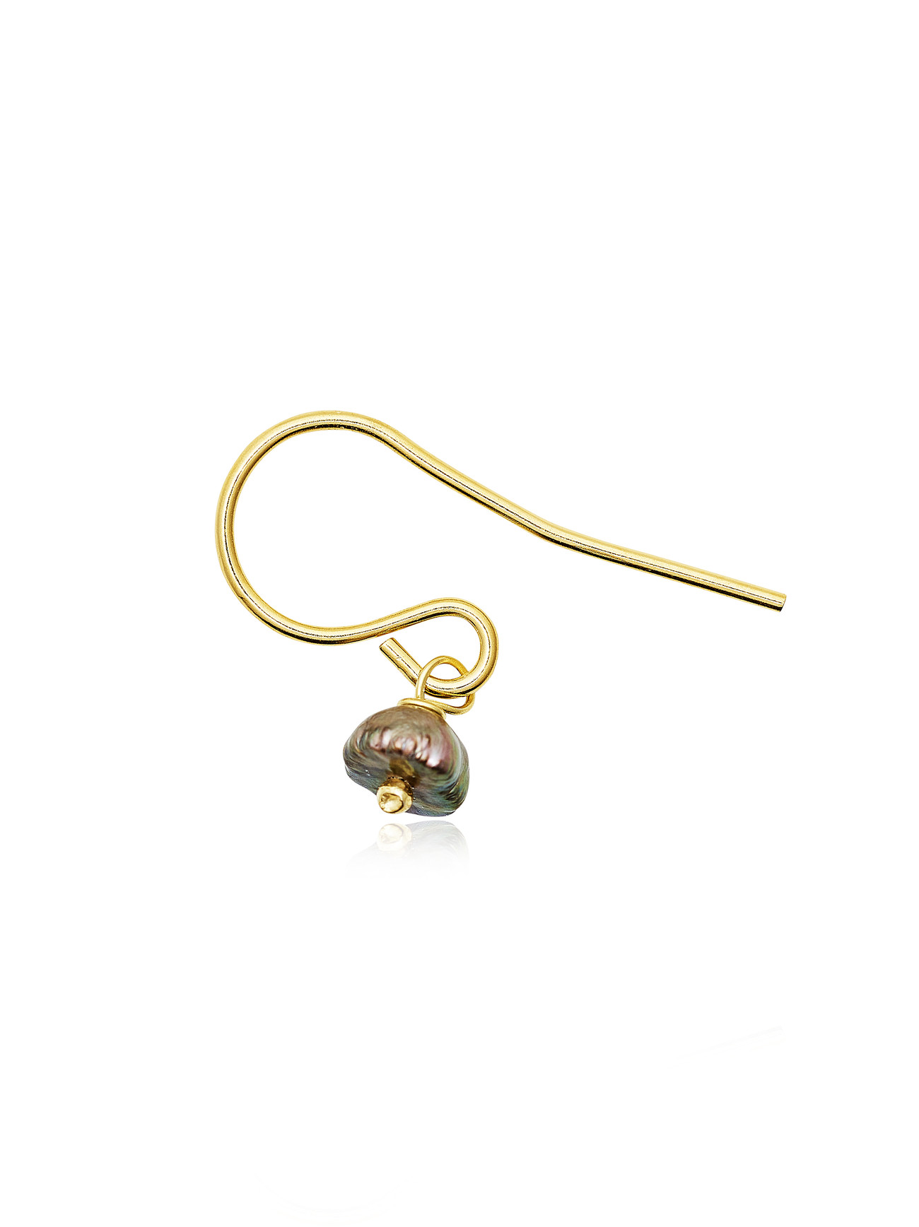 Gold plated Hook Earring with Black Keshi Pearl