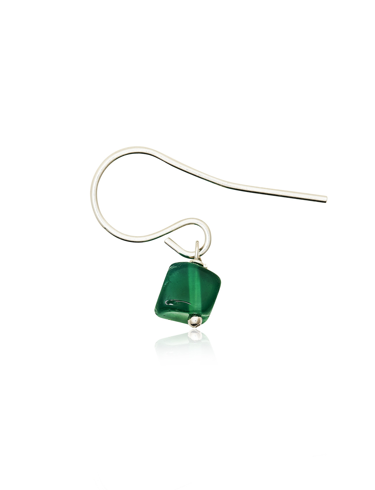 Silver Hook Earring with Green Agate