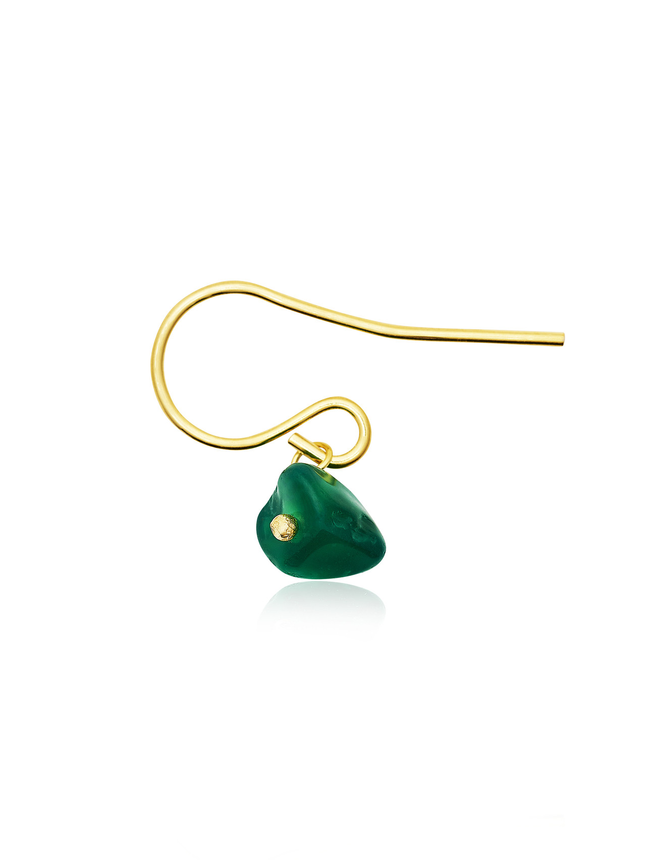 Gold plated Hook Earring with Green Agate