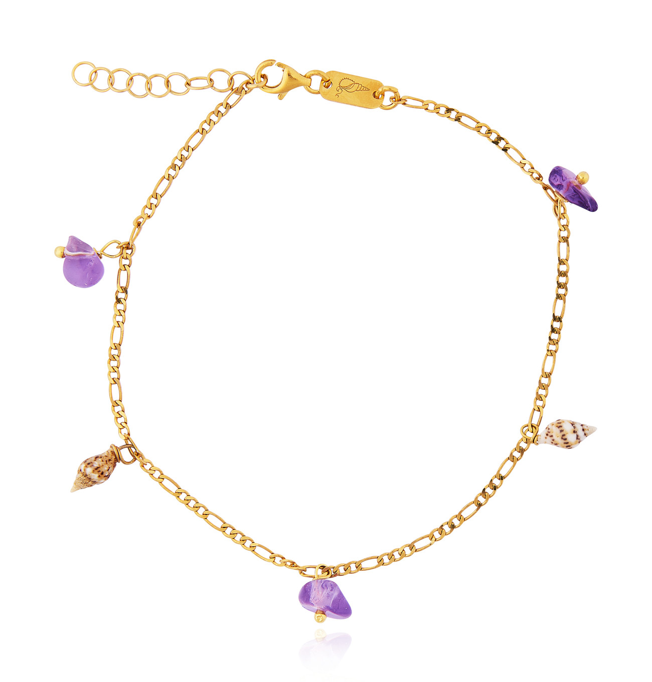 Gold plated Figaro Anklet with Ametrine