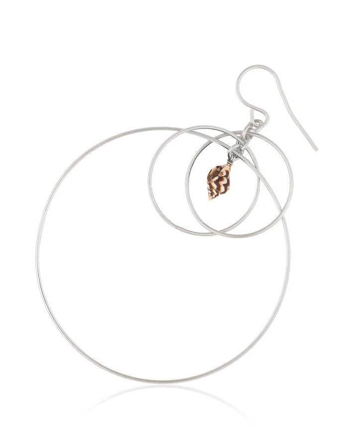 Silver Triple Hoop Earring with Seashell