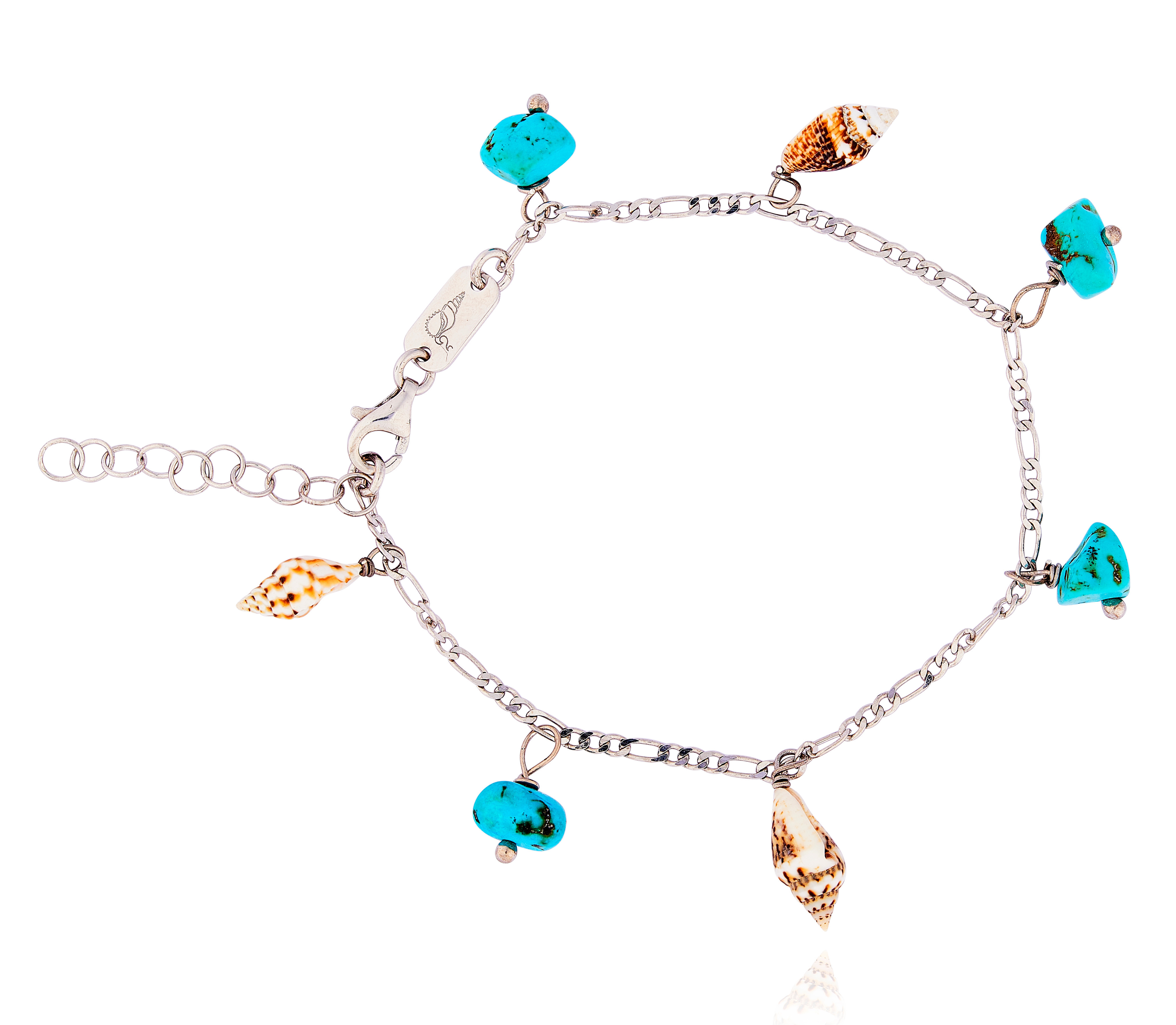 Silver Figaro Bracelet with Turquoise