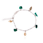 Silver Figaro Bracelet with Malachite