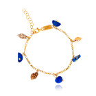 Gold plated Figaro Bracelet with Lapis Lazuli