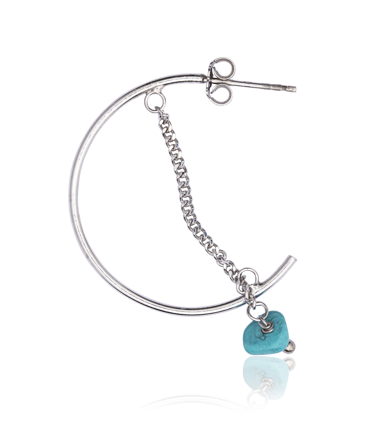 Silver Hoop Earring with Turquoise