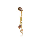 Gold Plated Double Drop Earring with Black Keshi Pearl