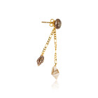 Gold Plated Double Drop Earring with Black Keshi Pearl