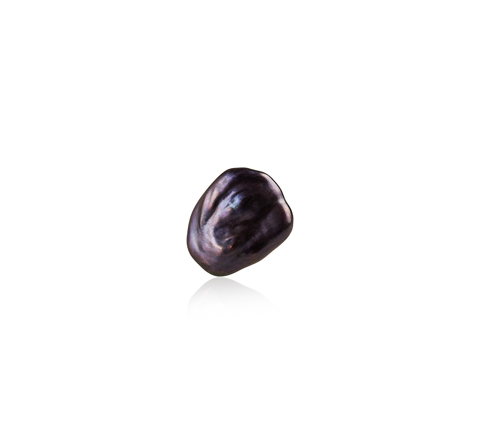 Silver Black Keshi Stud Earring