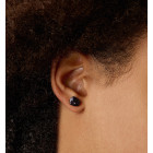 Silver Black Keshi Stud Earring