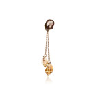 Silver Double Drop Earring with Black Keshi Pearl